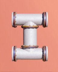 High-Quality Industrial Brutalist Pipe System in Storm Grey Modern Utilitarian Design for Professional Marketing Content and Advertising