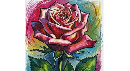 Vibrant Rose Bloom with Colorful Abstract Background.