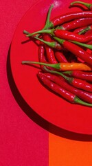 Vibrant Red Chili Peppers on Plate Modern Food for Culinary Marketing and Social Media Inspiration