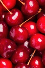 Premium Extreme Macro Cherries Modern Food for Seasonal Marketing, Healthy Lifestyle and Commercial Advertising