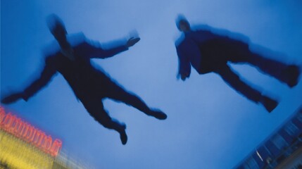 Modern Figures Floating in Anti-Gravity Cyber City Premium AI-Generated Fantasy Art for Tech Marketing Content