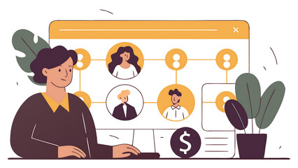 Woman working on online business strategy