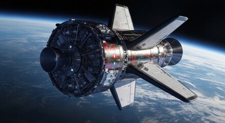 Advanced satellite in orbit above earth