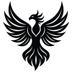 linocut phoenix rising  bold curved carving lines