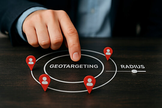 Geotargeting concept with person and radius