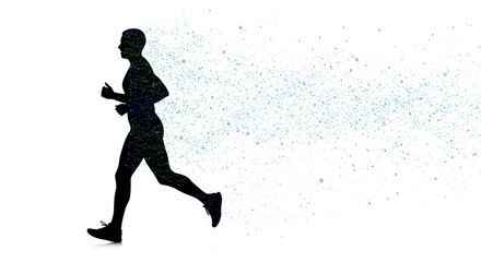 Silhouette of a Person Running with a Trail of Motion, Capturing the Concept of Movement
