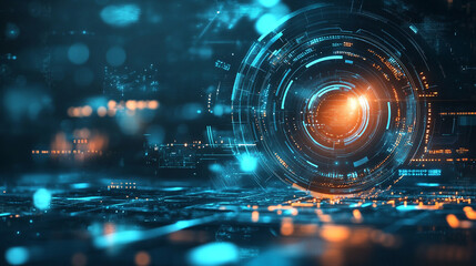 Layered circles and geometric patterns form an abstract digital background, ideal for futuristic design, technology visuals, UI projects, and modern graphic applications.
