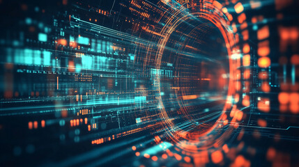 Layered circles and geometric patterns form an abstract digital background, ideal for futuristic design, technology visuals, UI projects, and modern graphic applications.
