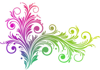 Rainbow Swirls of Flourishing Ornament A Vibrant Floral Design Element