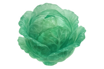 Obraz premium Fresh green cabbage head on transparent background, showing healthy raw vegetable for cooking ingredients and salad
