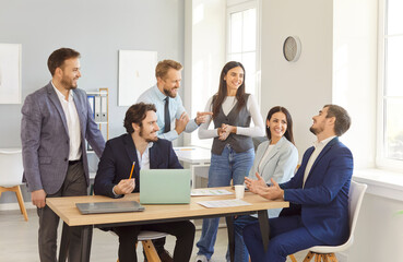 Business team working together during a meeting and briefing in the office. The group emphasizes effective communication, conversation and teamwork to achieve shared professional goals.