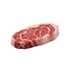 Raw Marbled Beef Steak Ribeye Cut With Fat Edges Isolated On Black Background Studio Shot