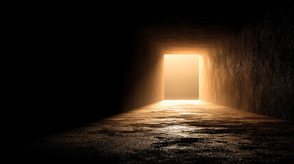 Abstract tunnel of light fading into infinity with glowing lines and vibrant energy creating a sense of motion, depth, futuristic dimension, and immersive digital visualization