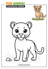 Florida Panther Coloring Book Page for Kids with a Full Color Reference
