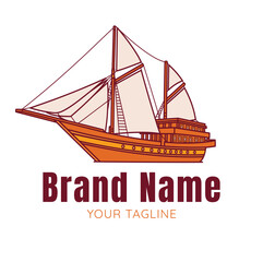 Majestic Indonesian Traditional Phinisi Sailing Ship Vector Illustration for Travel and Heritage