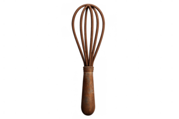 Vintage wooden whisk for cooking and baking preparing food in kitchen a rustic old kitchen utensil