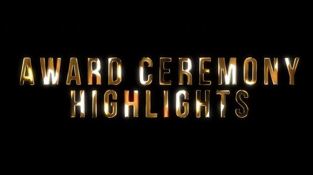 Award Ceremony Highlights Golden Text on Black Background for Event Recaps.