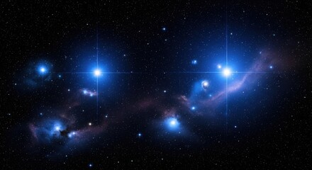 Blue star nebula cluster glowing in deep space bright cosmic formation
