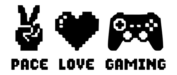 Pace Love Gaming Pixel Art Illustration.