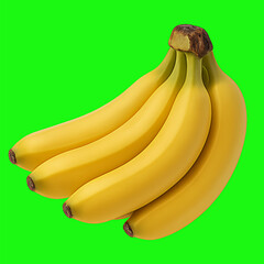 Bunch of Ripe Bananas on Green Background: An Appetizing View of a Yellow Ripe Banana Bunch
