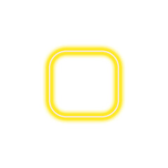 Obraz premium Yellow rounded square neon glow isolated on transparent background