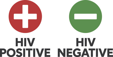 Set of icons representing hiv positive and negative status