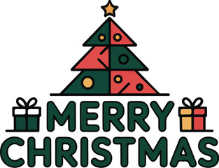 Festive christmas illustration with traditional colors