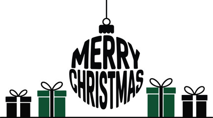 Festive merry christmas holiday design with traditional colors