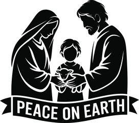 Peaceful nativity scene with child jesus and parents
