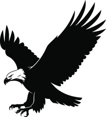 Flying Bird Flock Black & White Silhouette Vector Art