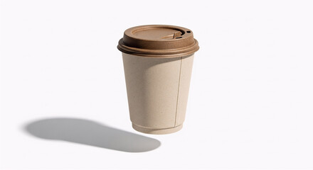 High-Quality Compostable Coffee Cup Mockup with Floating Design and Clean Look