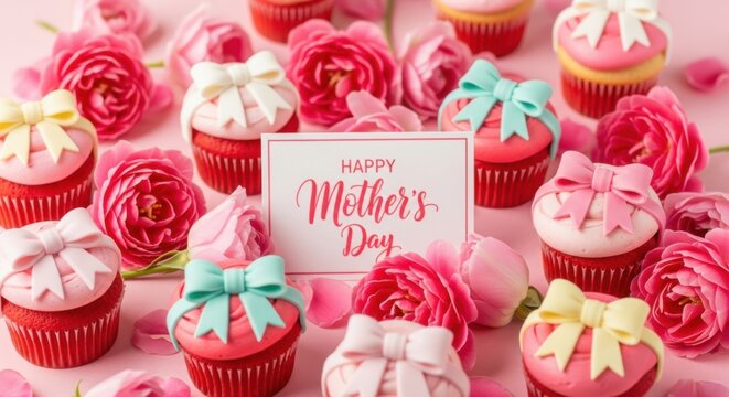 Happy mother s day cupcakes and roses celebration
