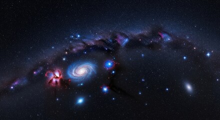 Galaxy arc bright cosmic stars cluster nebula deep space night scene