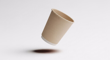 Minimal Compostable Coffee Cup Mockup Suspended in Air with Natural Lighting