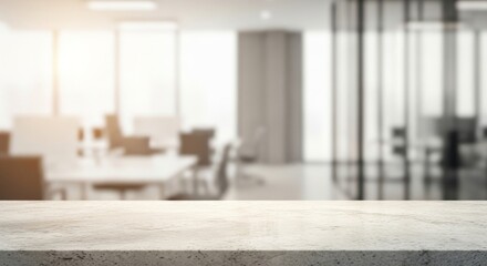 Smooth stone tabletop, soft light gradient, modern office background out of focus