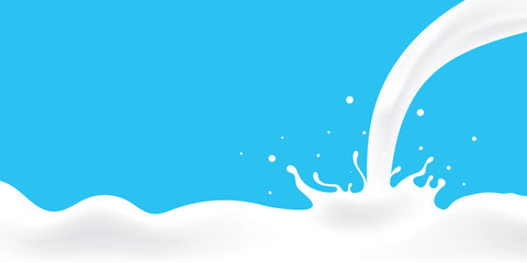 pure cow's milk background, pouring milk forms waves