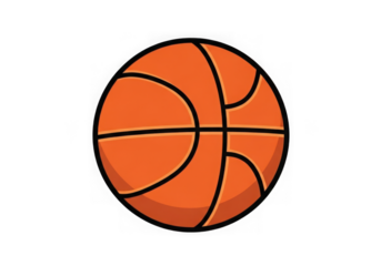 A cartoon illustration of a basketball isolated on transparent background