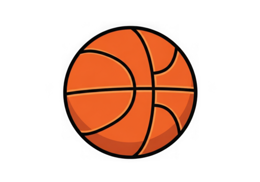 A cartoon illustration of a basketball isolated on transparent background