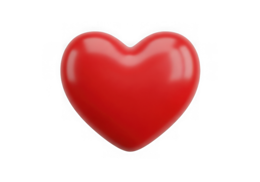 A shiny red heart isolated on transparent background - Powered by Adobe