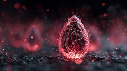 A water droplet composed of digital light pulses, glowing with vibrant energy, symbolizing AI, technology, fluidity, and the fusion of natural forms with digital intelligence.
