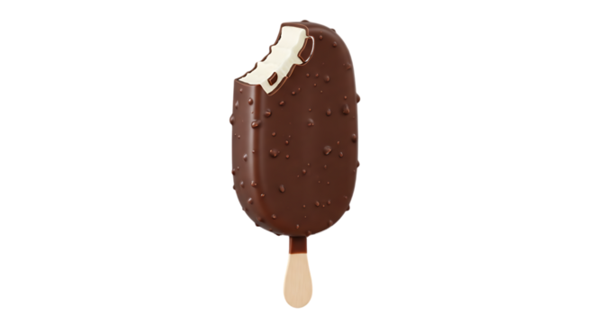 Chocolate covered ice cream bar isolated on a transparent background