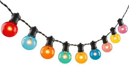 Vibrant string lights create festive atmosphere for parties and celebrations
