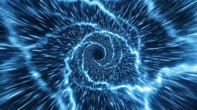 Futuristic Energy Vortex - A dynamic video depicting a swirling vortex of vibrant blue and white energy.