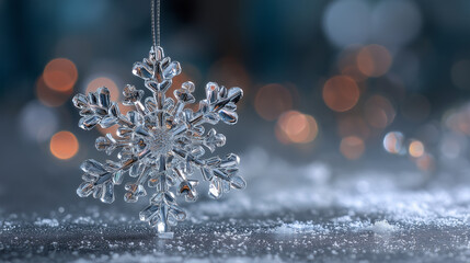 Elegant crystal snowflake macro detail frosty background