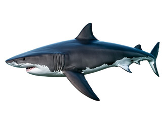 Obraz premium Great White Shark Head-On View Isolated on White Background