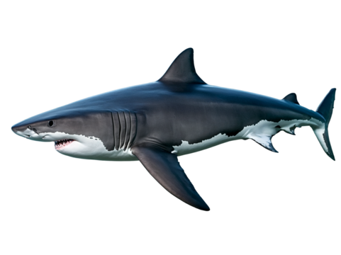 Great White Shark Head-On View Isolated on White Background