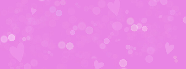 Pink Heart Bokeh Background with Soft Light Circles, Wallpaper, Banner Illustration