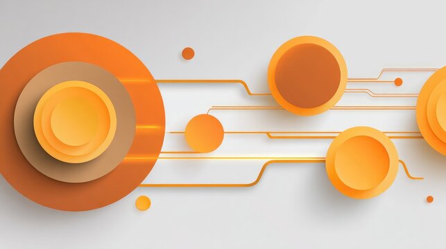 A modern abstract composition featuring various geometric shapes including circles, squares, and lines in vibrant colors like red, yellow, blue, and green against a light background. 