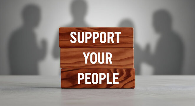 Encourage team unity with this motivational message urging support for your people, fostering collaboration and a positive work environment