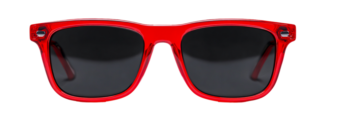 Red sunglass eyewear isolated on transparent background